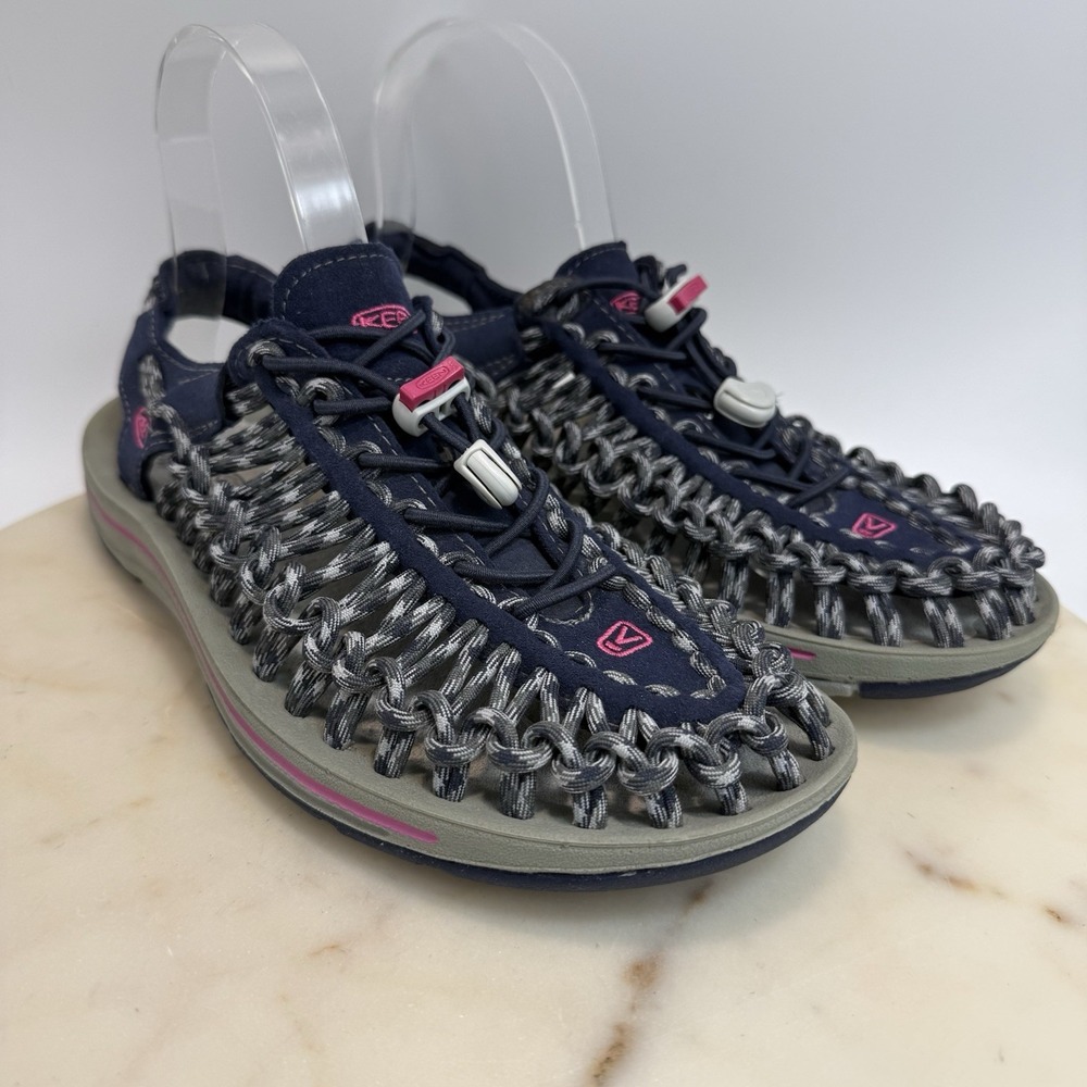 KEEN Uneek Two Cord Women's 8 Navy/Grey/Pink Adjustable Slingback Water Sandals